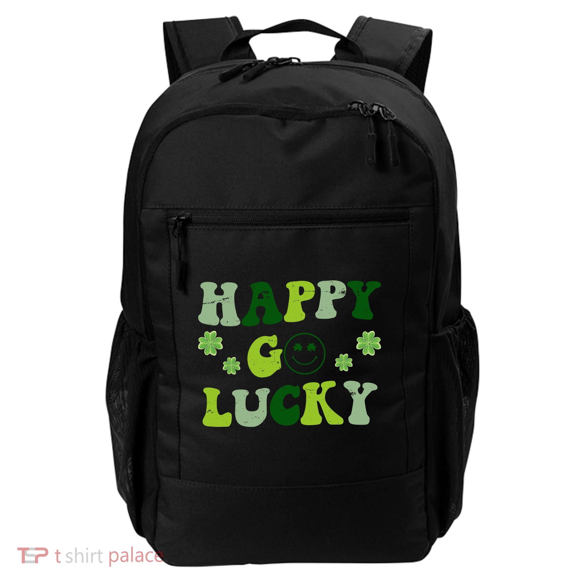 Happy Go Lucky Retro Hippie St Patrick's Day Backpack