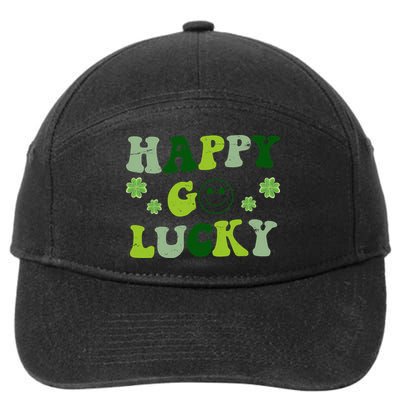 Happy Go Lucky Retro Hippie St Patrick's Day 7-Panel Snapback Hat
