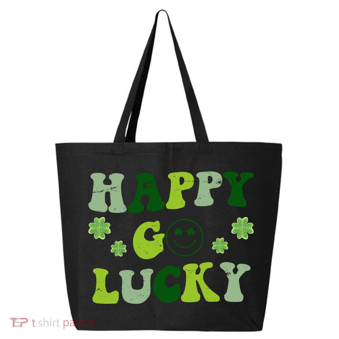 Happy Go Lucky Retro Hippie St Patrick's Day 25L Jumbo Tote
