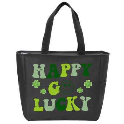 Happy Go Lucky Retro Hippie St Patrick's Day Zip Tote Bag