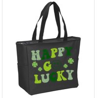 Happy Go Lucky Retro Hippie St Patrick's Day Zip Tote Bag