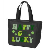 Happy Go Lucky Retro Hippie St Patrick's Day Zip Tote Bag