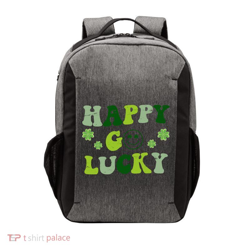 Happy Go Lucky Retro Hippie St Patrick's Day Vector Backpack