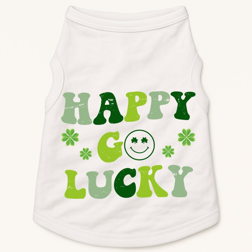 Happy Go Lucky Retro Hippie St Patrick's Day Doggie Tank