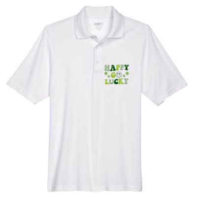 Happy Go Lucky Retro Hippie St Patrick's Day Men's Origin Performance Piqué Polo