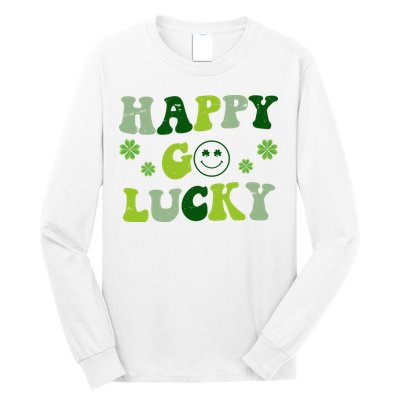 Happy Go Lucky Retro Hippie St Patrick's Day Long Sleeve Shirt