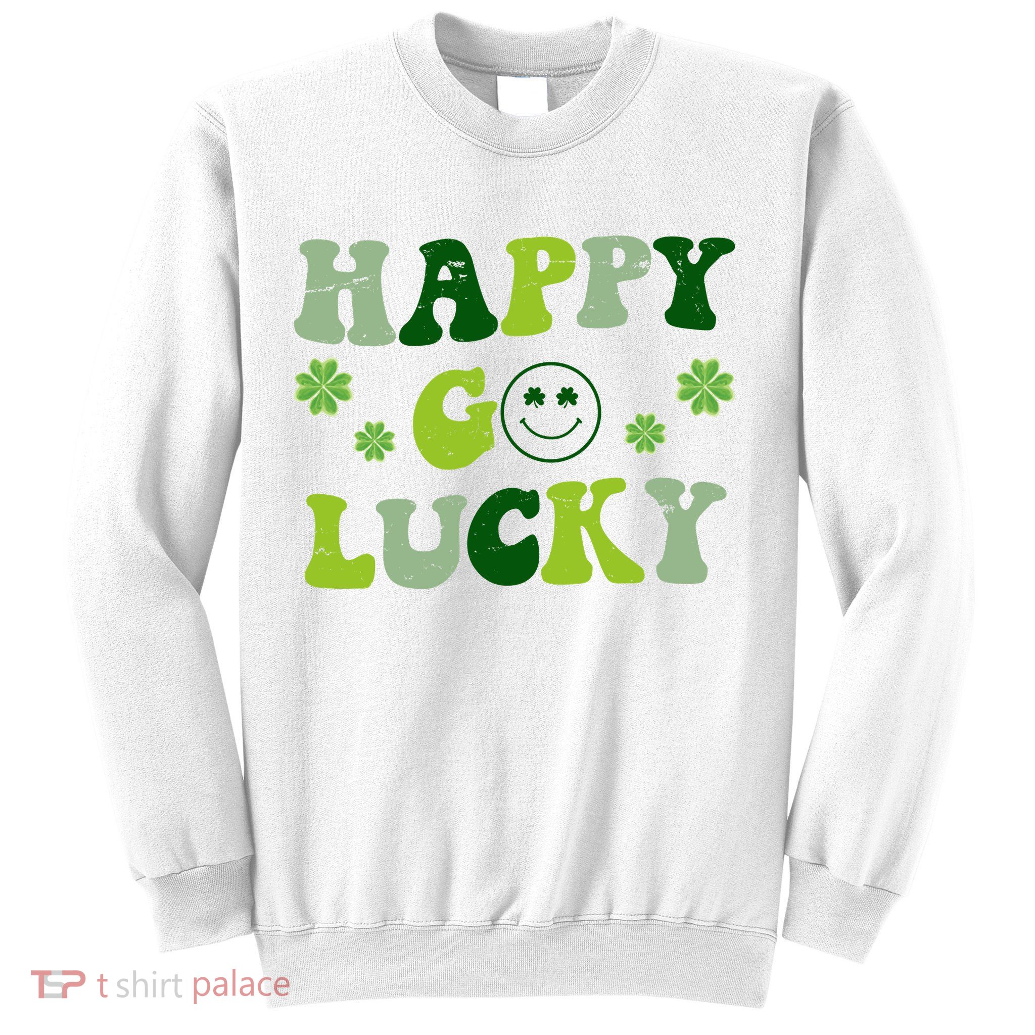 Happy Go Lucky Retro Hippie St Patrick's Day Sweatshirt
