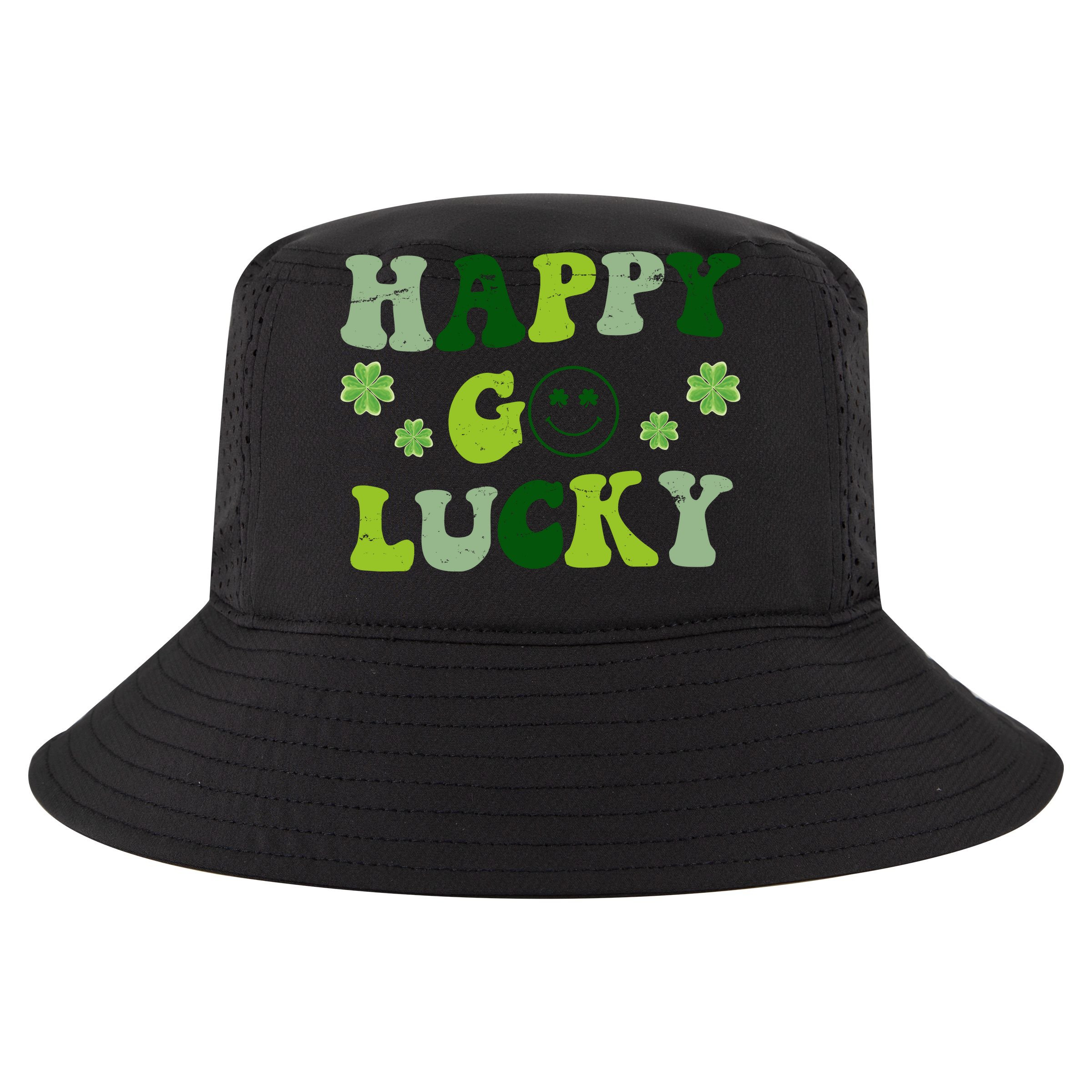 Happy Go Lucky Retro Hippie St Patrick's Day V-Neck T-Shirt