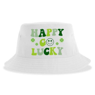 Happy Go Lucky Retro Hippie St Patrick's Day Sustainable Bucket Hat
