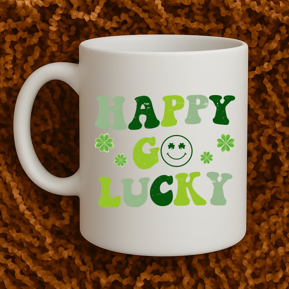 Happy Go Lucky Retro Hippie St Patrick's Day Mug