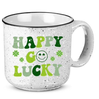 Happy Go Lucky Retro Hippie St Patrick's Day 15oz Campfire Ceramic Mug