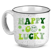 Happy Go Lucky Retro Hippie St Patrick's Day 15oz Campfire Ceramic Mug