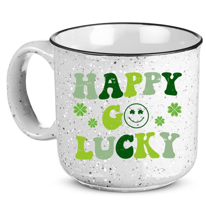 Happy Go Lucky Retro Hippie St Patrick's Day 15oz Campfire Ceramic Mug