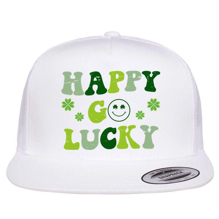 Happy Go Lucky Retro Hippie St Patrick's Day Flatbill Hat