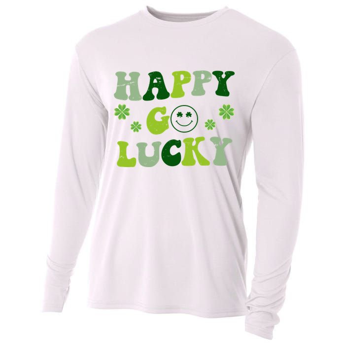 Happy Go Lucky Retro Hippie St Patrick's Day Cooling Performance Long Sleeve Crew