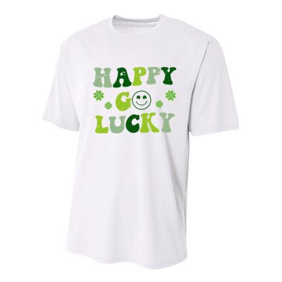 Happy Go Lucky Retro Hippie St Patrick's Day Youth Performance Sprint T-Shirt