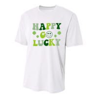 Happy Go Lucky Retro Hippie St Patrick's Day Youth Performance Sprint T-Shirt