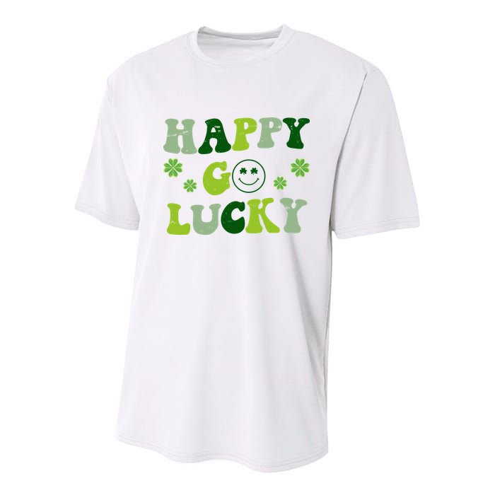 Happy Go Lucky Retro Hippie St Patrick's Day Youth Performance Sprint T-Shirt