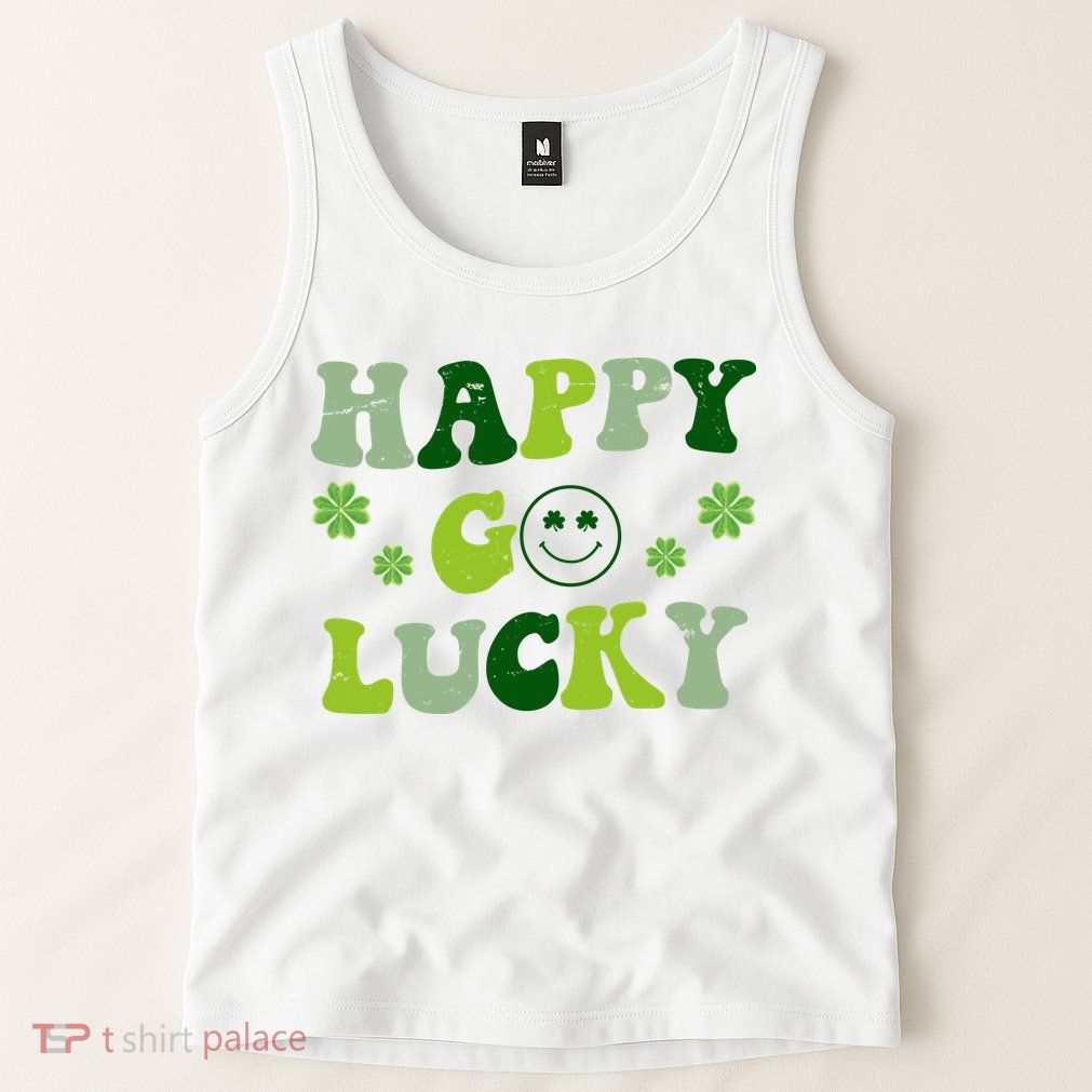 Happy Go Lucky Retro Hippie St Patrick's Day Tank Top
