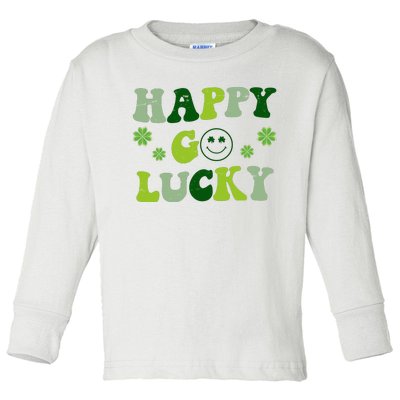 Happy Go Lucky Retro Hippie St Patrick's Day Toddler Long Sleeve Shirt