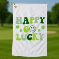 Happy Go Lucky Retro Hippie St Patrick's Day Golf Towel