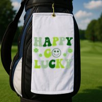Happy Go Lucky Retro Hippie St Patrick's Day Golf Towel