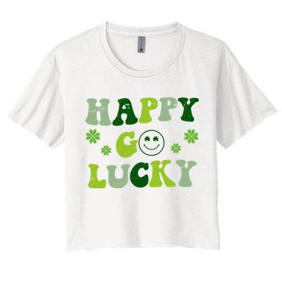 Happy Go Lucky Retro Hippie St Patrick's Day Crop Top