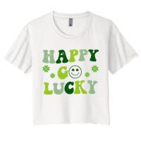 Happy Go Lucky Retro Hippie St Patrick's Day Crop Top