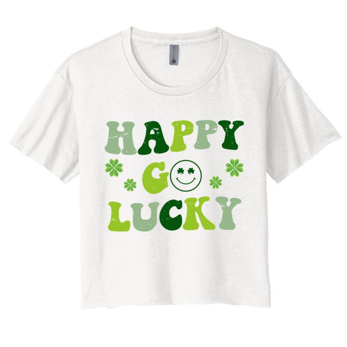 Happy Go Lucky Retro Hippie St Patrick's Day Crop Top