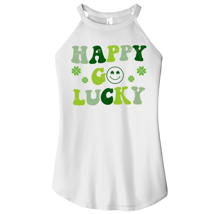 Happy Go Lucky Retro Hippie St Patrick's Day Women's Perfect Tri Rocker Tank