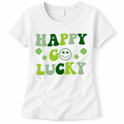 Happy Go Lucky Retro Hippie St Patrick's Day Womens T-Shirt