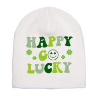 Happy Go Lucky Retro Hippie St Patrick's Day Short Acrylic Beanie