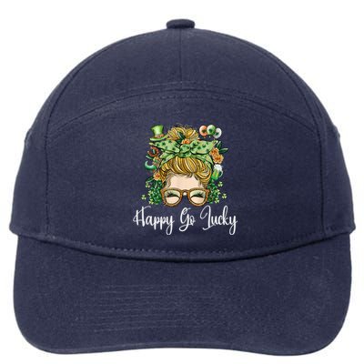 Happy Go Lucky Women Shamrock Messy Bun St. Patrick's Day 7-Panel Snapback Hat