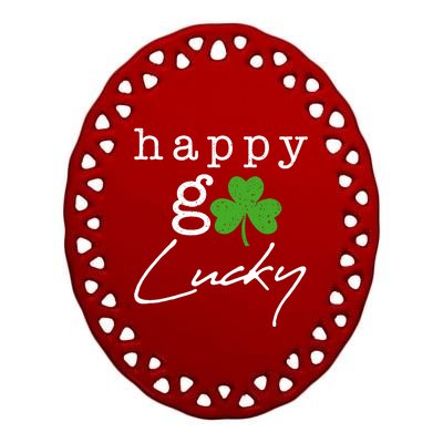 Happy Go Lucky Irish St Paddys Day Ceramic Oval Ornament