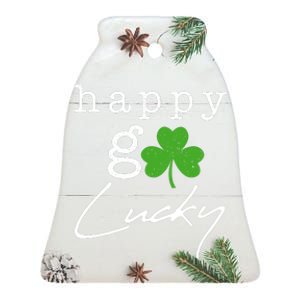 Happy Go Lucky Irish St Paddys Day Ceramic Bell Ornament