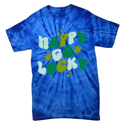 Happy Go Lucky Retro St Patrick's Day Shamrock Vintage Gift Tie-Dye T-Shirt