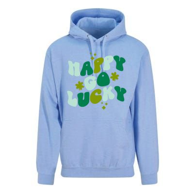 Happy Go Lucky Retro St Patrick's Day Shamrock Vintage Gift Unisex Surf Hoodie