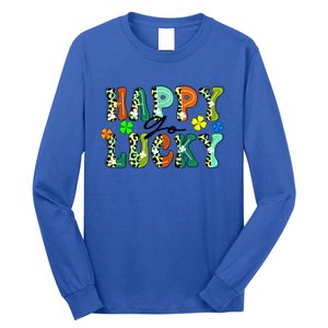 Happy Go Lucky Retro St Patrick's Day Shamrock Meaningful Gift Long Sleeve Shirt