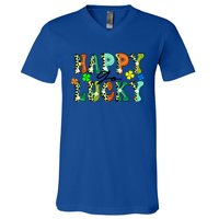 Happy Go Lucky Retro St Patrick's Day Shamrock Meaningful Gift V-Neck T-Shirt