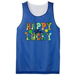 Happy Go Lucky Retro St Patrick's Day Shamrock Meaningful Gift Mesh Reversible Basketball Jersey Tank