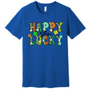 Happy Go Lucky Retro St Patrick's Day Shamrock Meaningful Gift Premium T-Shirt