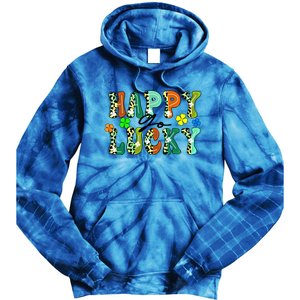 Happy Go Lucky Retro St Patrick's Day Shamrock Meaningful Gift Tie Dye Hoodie