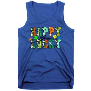 Happy Go Lucky Retro St Patrick's Day Shamrock Meaningful Gift Tank Top