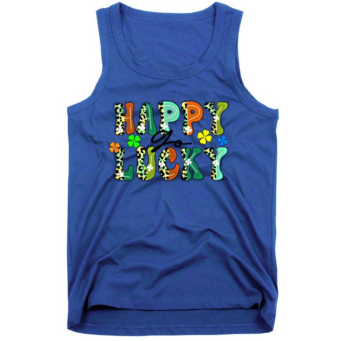 Happy Go Lucky Retro St Patrick's Day Shamrock Meaningful Gift Tank Top