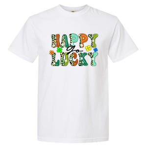 Happy Go Lucky Retro St Patrick's Day Shamrock Meaningful Gift Garment-Dyed Heavyweight T-Shirt