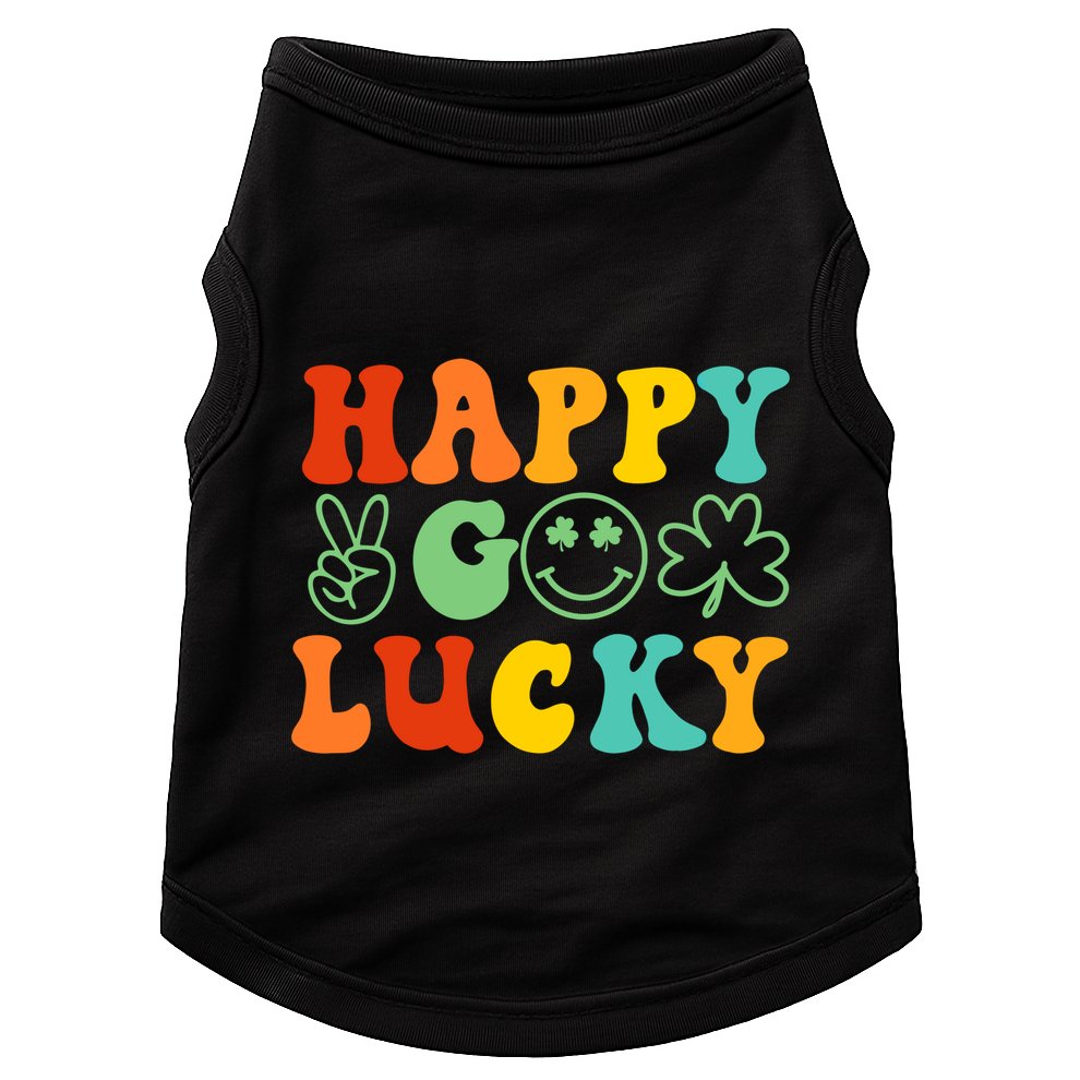 Happy Go Lucky Retro St Patrick's Day Shamrock Vintage Gift Doggie Tank