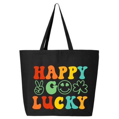Happy Go Lucky Retro St Patrick's Day Shamrock Vintage Gift 25L Jumbo Tote