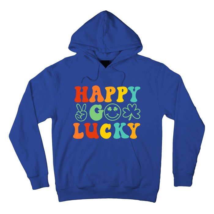 Happy Go Lucky Retro St Patrick's Day Shamrock Vintage Gift Hoodie