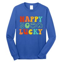 Happy Go Lucky Retro St Patrick's Day Shamrock Vintage Gift Long Sleeve Shirt