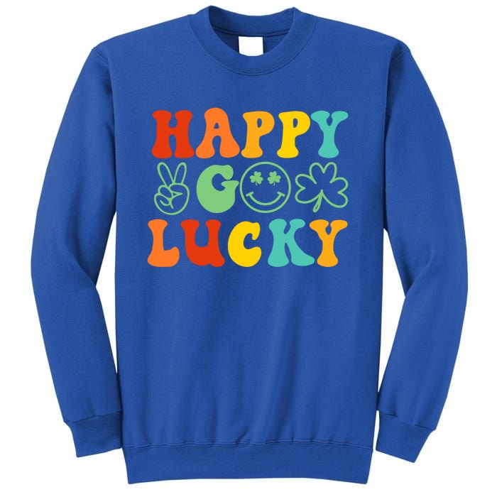 Happy Go Lucky Retro St Patrick's Day Shamrock Vintage Gift Sweatshirt